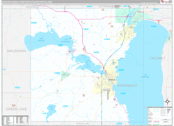 Oshkosh-Neenah Metro Area Wall Map Premium Style 2024